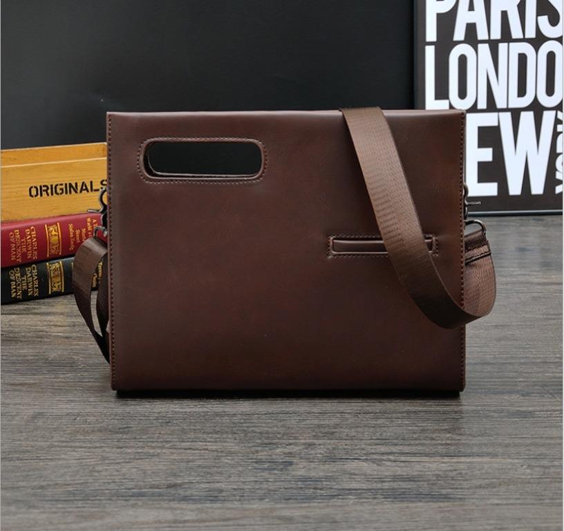 Mens leather clutch bag top