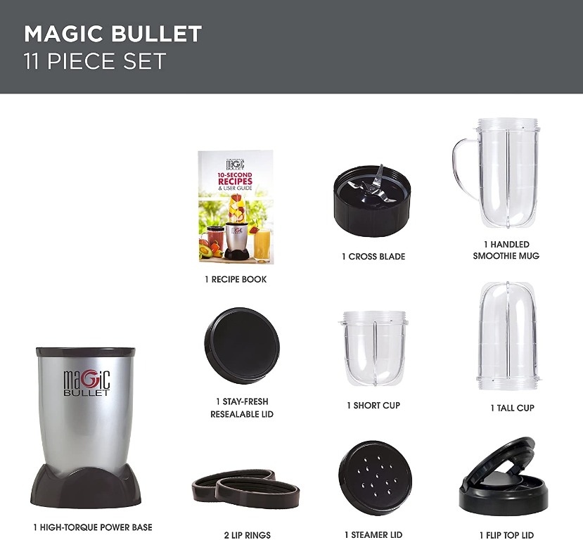 NUTRiBULLET Magic Bullet Blender, Mixer & Food Processor, 11 piece set Ready Stock!