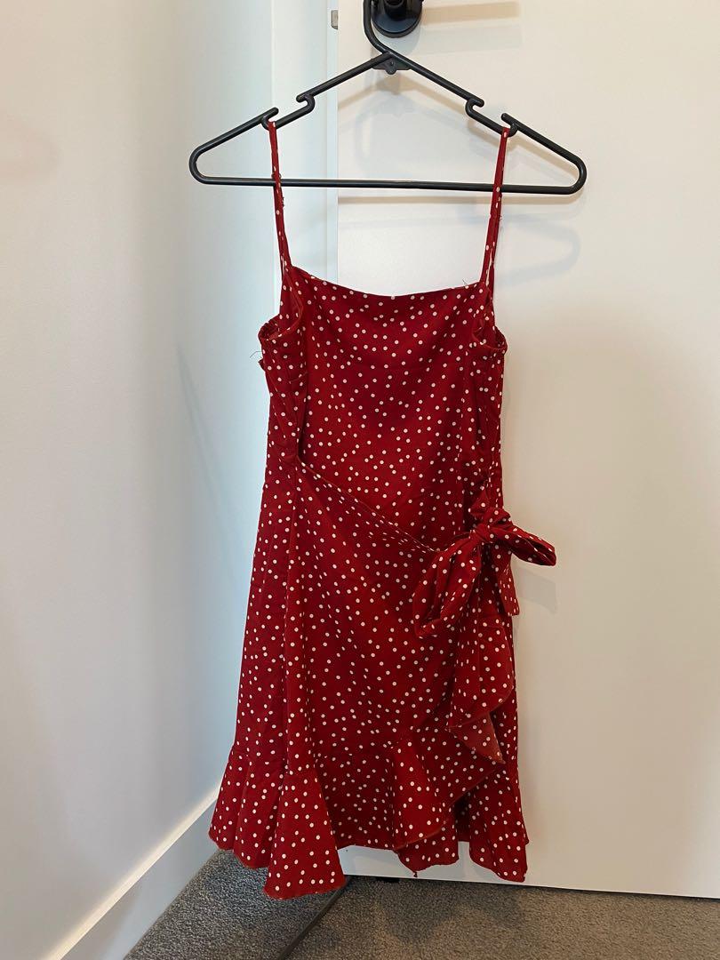 princess polly red wrap dress, Women's 