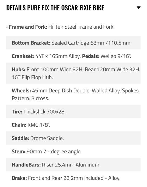 Pure fix size chart sales