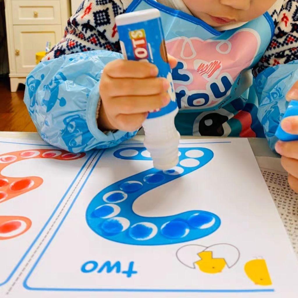 Ohuhu Washable Dot Markers for Toddler 12 Colors Bingo Daubers 40 ml (1.41  oz) with 30 Pages Kids Activity Book for Kids Children (3 Ages +) Preschool