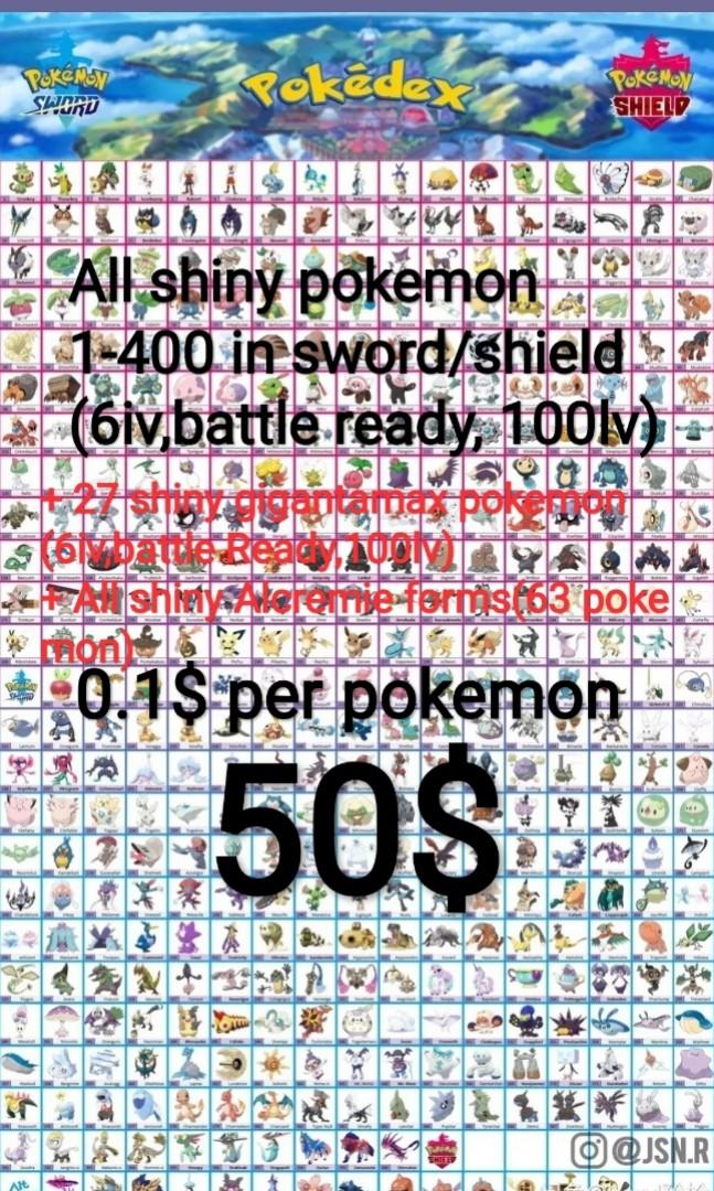 Shiny Pokemon 1 400 In Pokemon Sword Shield Video Gaming Video Games Nintendo On Carousell