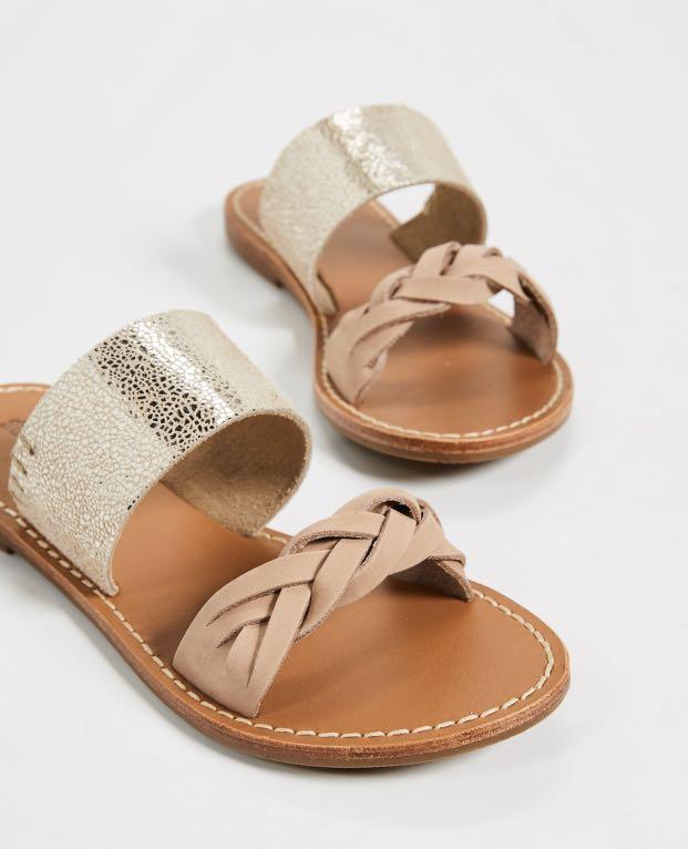 Soludos Metallic Braided Slide Sandals Women s Fashion Footwear Flipflops and Slides on Carousell