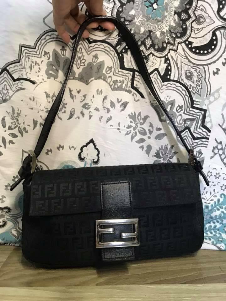 Vintage Fendi Black Zucchino Monogram Canvas Baguette Bag, Luxury, Bags &  Wallets on Carousell