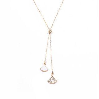 Korean Classic Micro Pave Shell Fan-shaped Adjustable Clavicle Chain Necklace