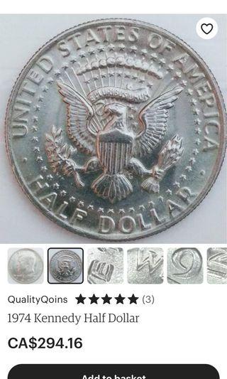 Half dollar kennedy usa coin 1974