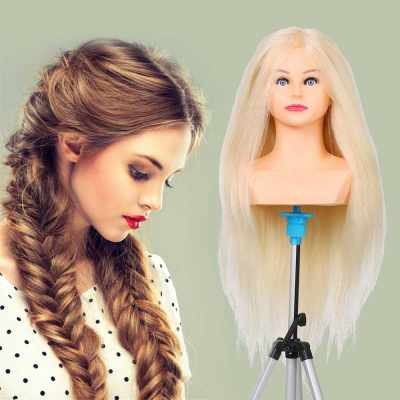 100% Human Hair Mannequin Head For Braiding Manikin Head For Hairdresser Professional Cosmetology Dummy Head (Standard)