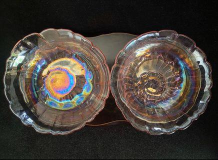2pcs Pearlized Shell Design Glass Bowl