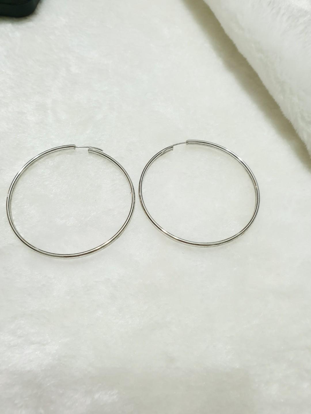 18k 750 white gold loop earrings Italy Women s Fashion Jewelry