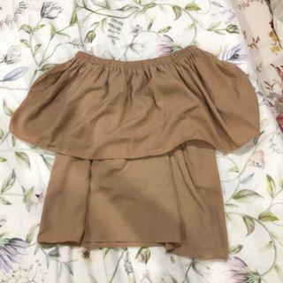 Khaki Sabrina Top