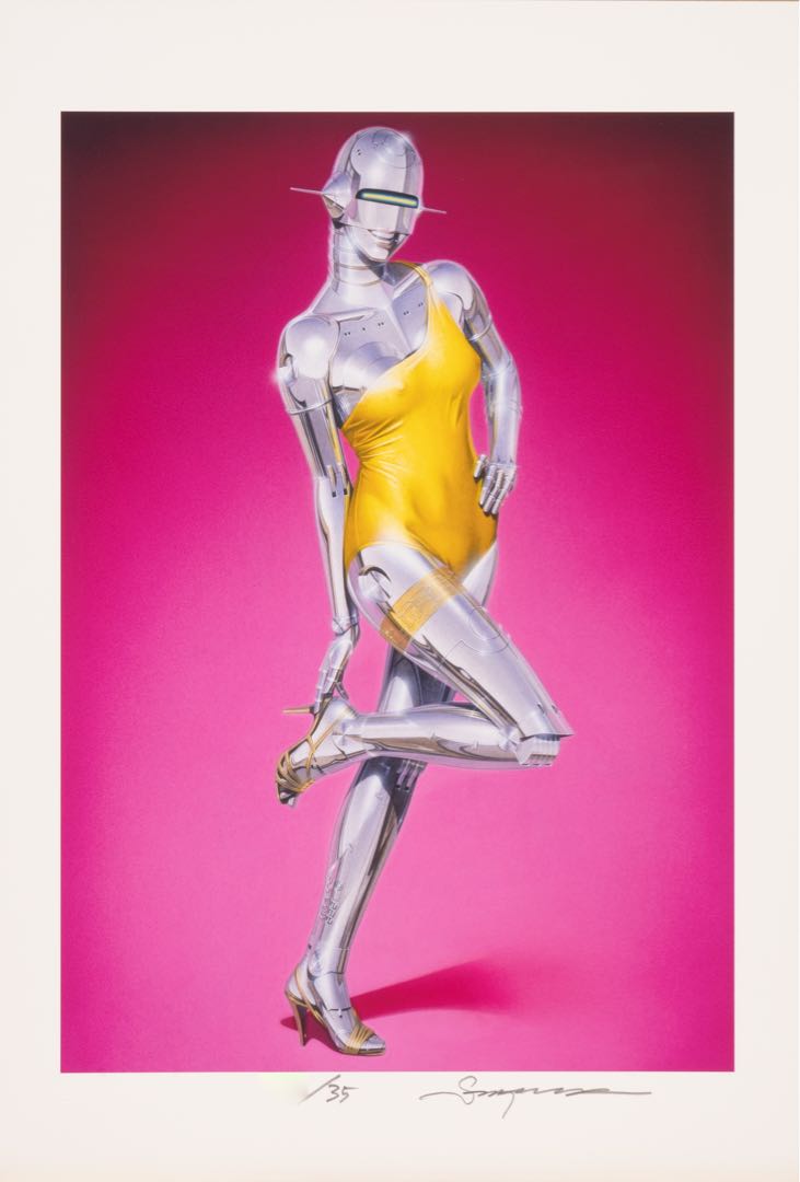 空山基アート＊レディロボット＊ビンテージ80s アートグラビア切り抜き額装品 空山基の代表作ロボットレディをプリント、グラニフより新作