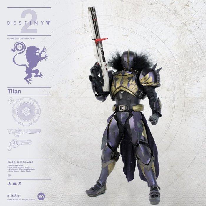 全新現貨 ThreeA 3A Destiny 2 天命 Titan 泰坦 Golden Trace Shader 紫色, 興趣及遊戲, 玩具 ...