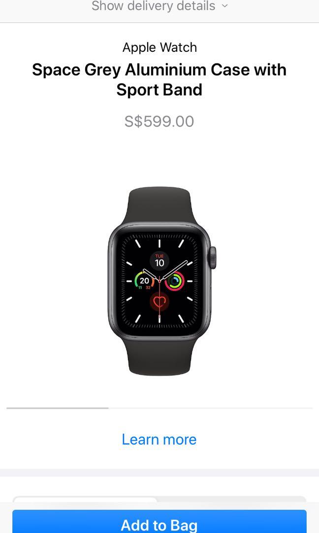 Apple Watch Series 5 Gps 40mm Space Grey Aluminium Case With Black Sport Band Electronics Others On Carousell