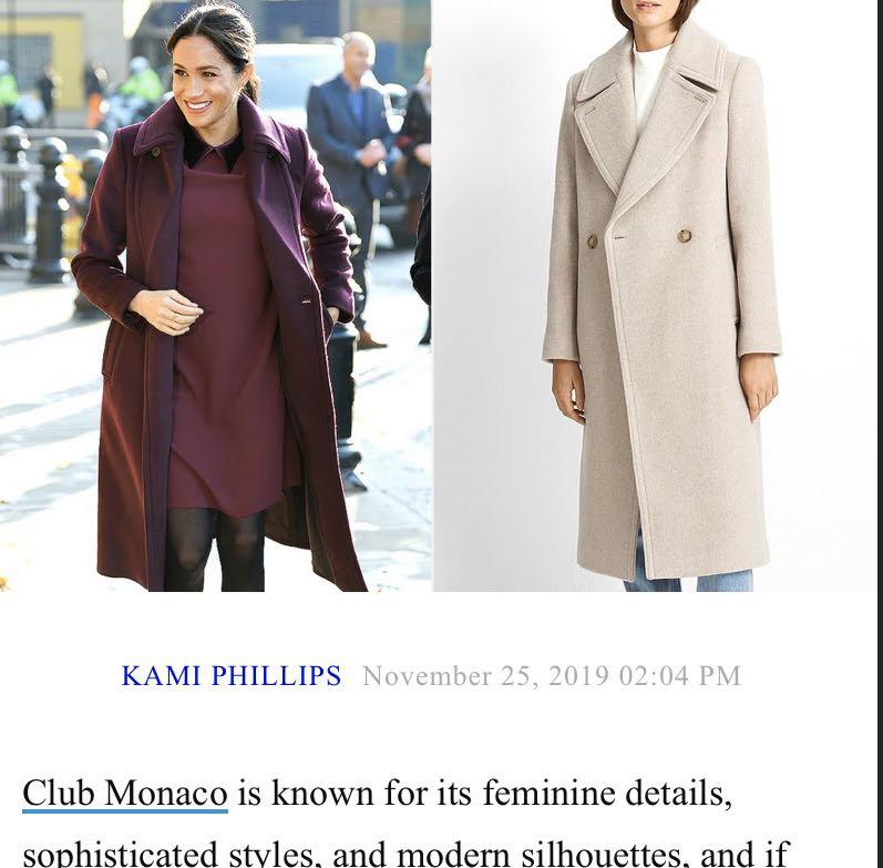 Club Monaco Daylina Coat, Women's Fashion, Coats, Jackets and Outerwear on  Carousell