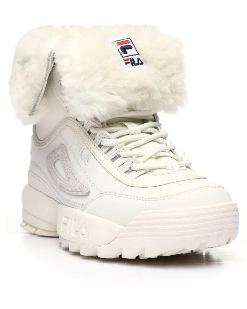 white fila boots with fur