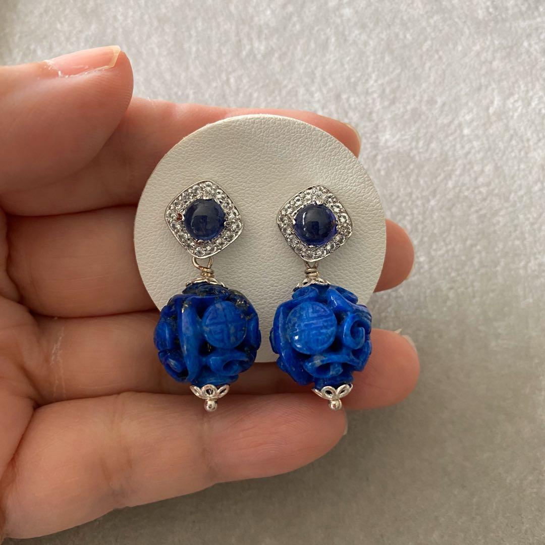 Genuine blue sapphire earrings hot sale
