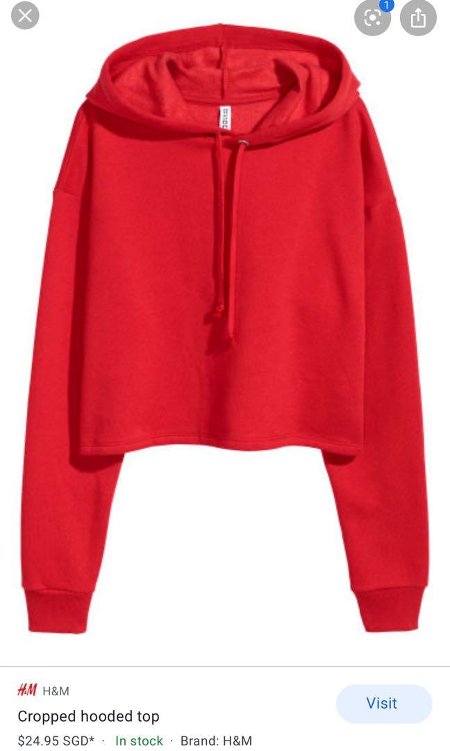 Red cropped hoodie h&m shop
