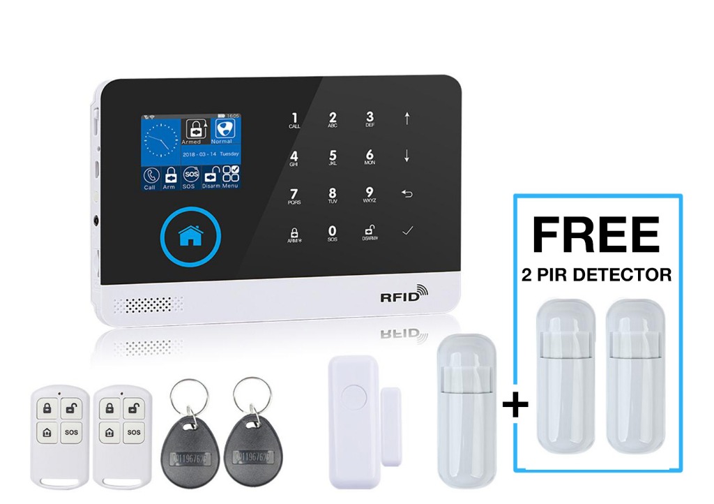 Home Alarm System Dual Network Alarm Controller, WiFi+GSM, 2.4 TFT LCD Touching Display Wire-less Home Security System Support APP Remote Control
