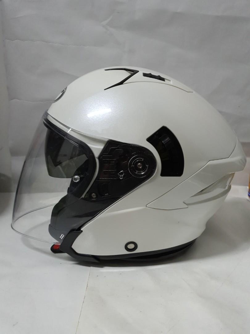 KYT NFJ Helmet PEARL WHITE, Motorcycles, Motorcycle Accessories on Carousell