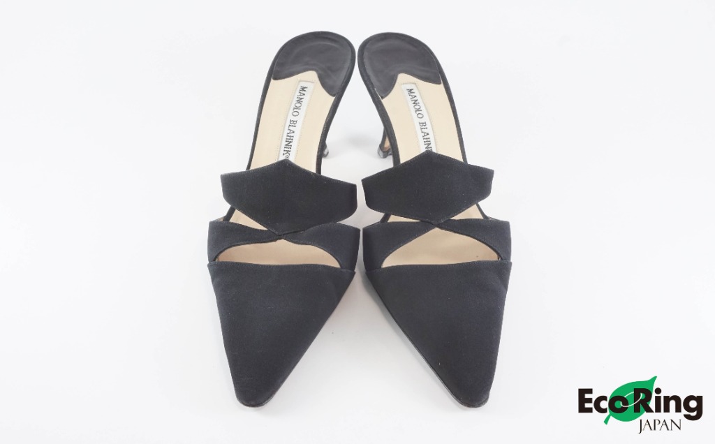 Manolo Blahnik Heeled Sandals 高跟涼鞋 #37.5 Velvet 絲絨 Black 黑色 100%真品