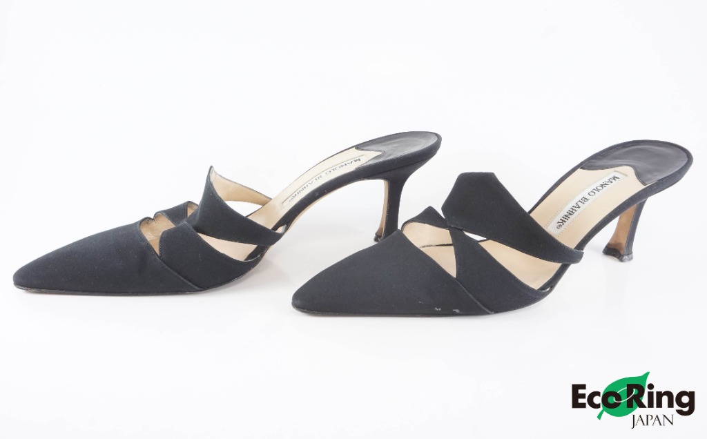 Manolo Blahnik Heeled Sandals 高跟涼鞋 #37.5 Velvet 絲絨 Black 黑色 100%真品
