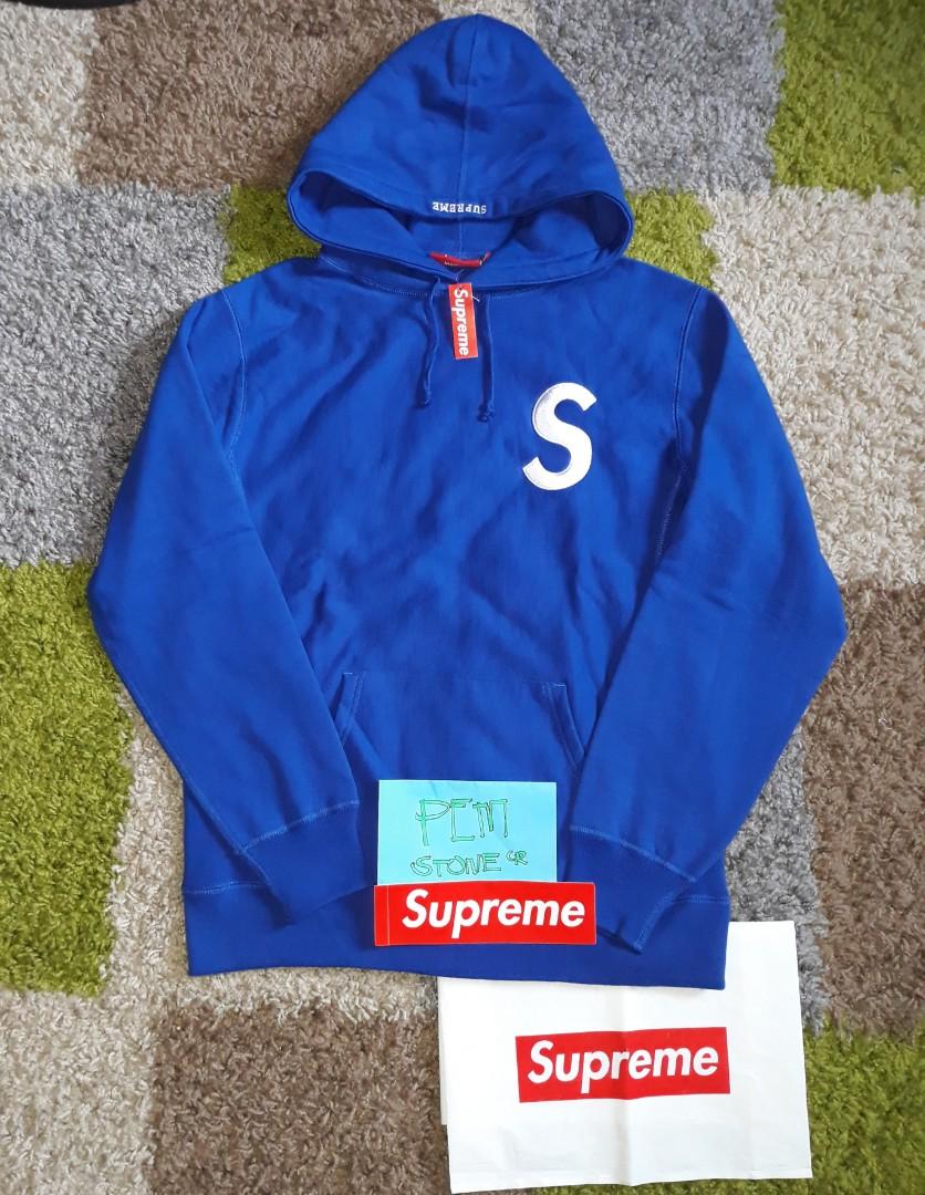 supreme s logo hoodie blue