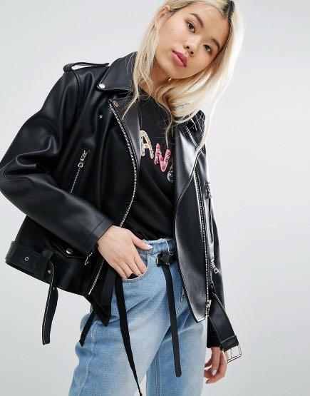 STYLENANDA Vegan Leather Biker Jacket
