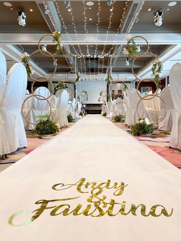 White aisle runner with customise initials/ logo wedding, Hobbies