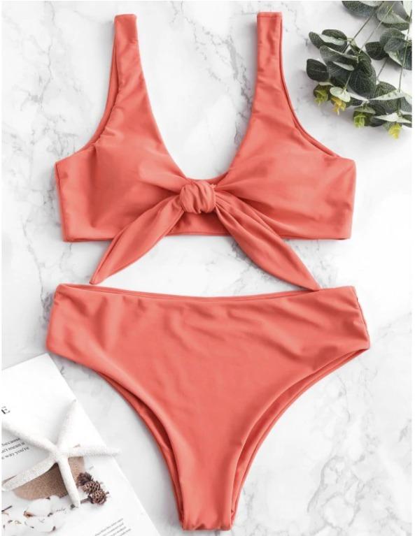 Zaful tie front padded bikini set best sale