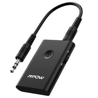 Mpow Bluetooth Receiver and Transmitter, 3.5mm Wireless Audio Adapter With Aptx for TV PC Home Stereo Headphones Speakers (Bluetooth Aux Adapter, Double Link, Traceless Material, 33ft Coverage )