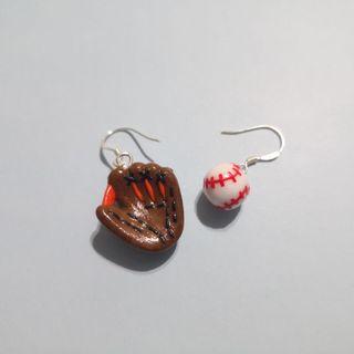 Handmade baseball set earrings