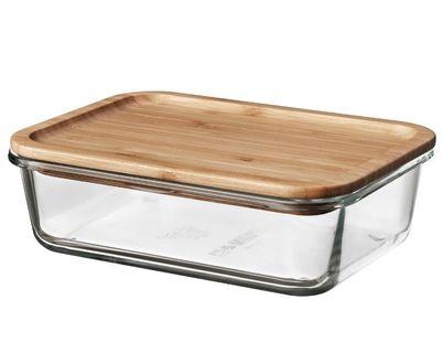 IKEA 365+ Food container with lid, rectangular glass, glass bamboo, 1.0 l