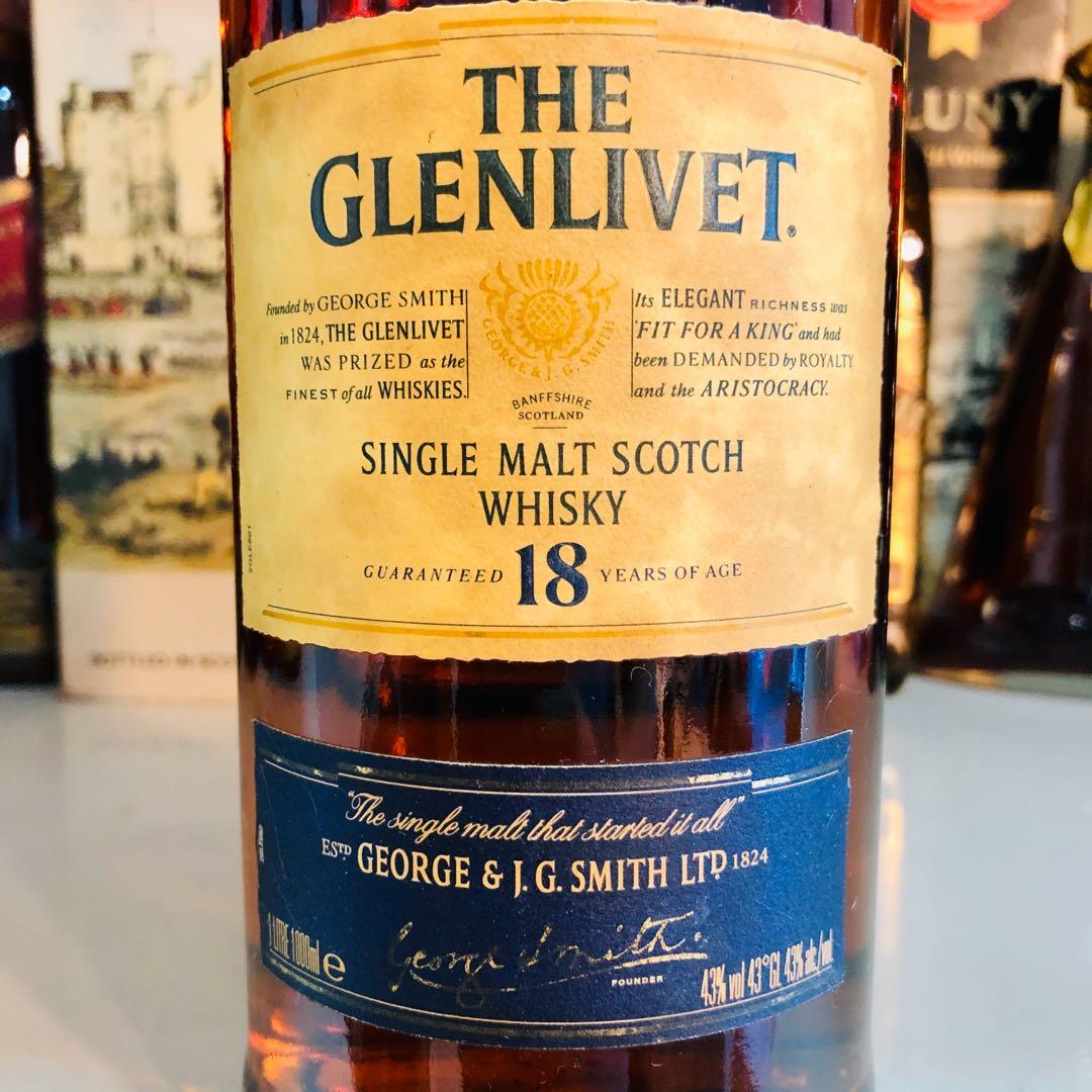 1L Glenlivet 18 Single Malt Whisky Discontinued 43 ABV 1000ml, Food