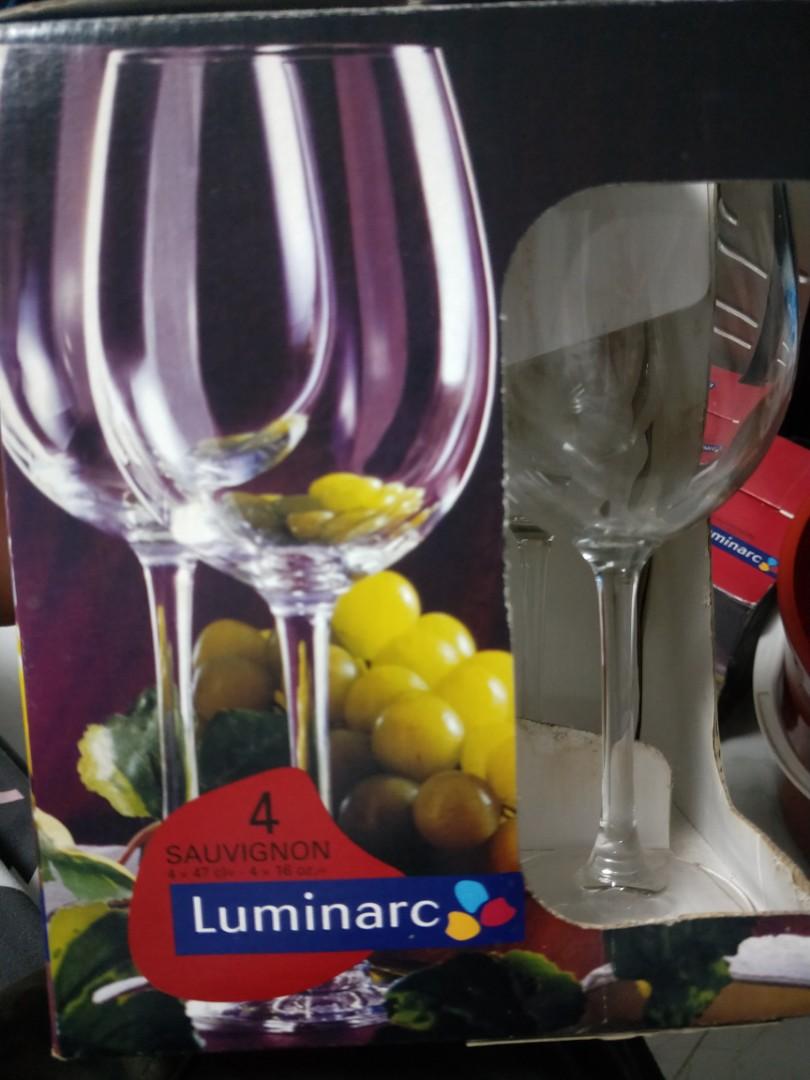 Luminarc wine glasses, Home Appliances, Kitchenware on Carousell