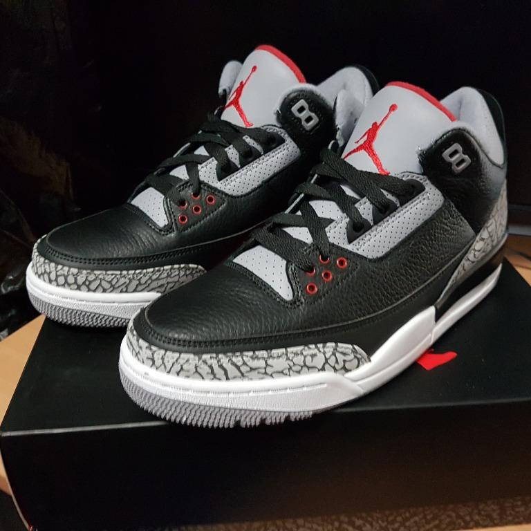 jordan 3 black cement size 9