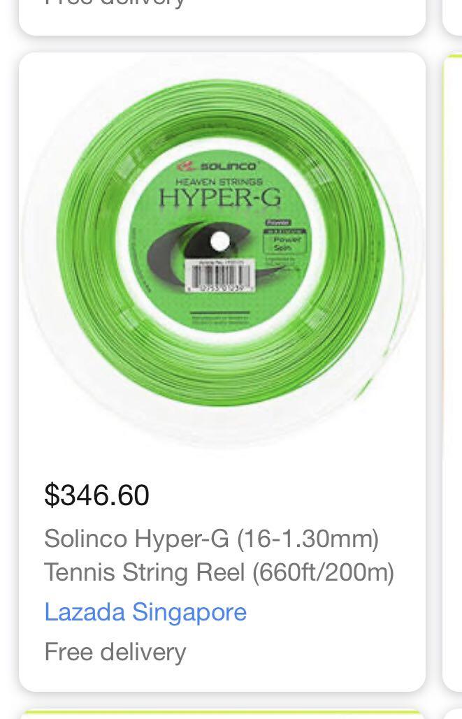 Solinco Hyper G Tennis Strings, Sports Equipment, Sports & Games, Racket &  Ball Sports on Carousell
