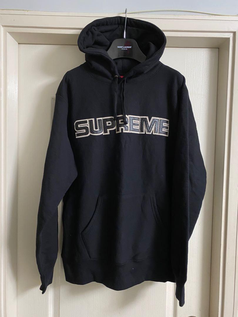 全新supreme perforated leather hooded sweatshirt(皮字)sz L NEW, 男