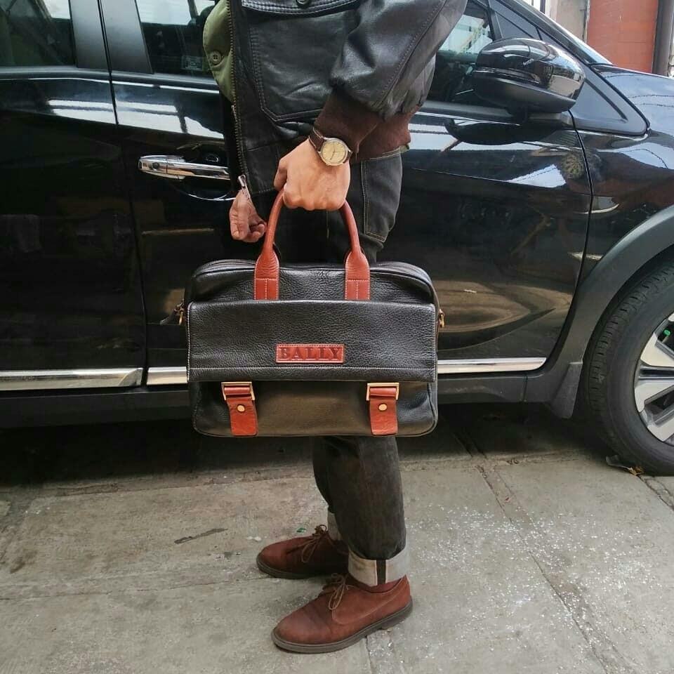 Tas kantor Bally briefcase Beho authentic