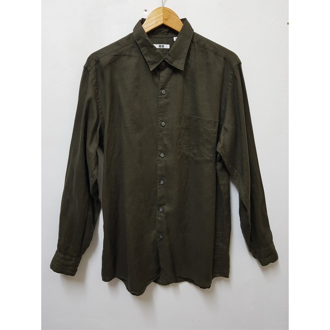 olive green long sleeve shirt