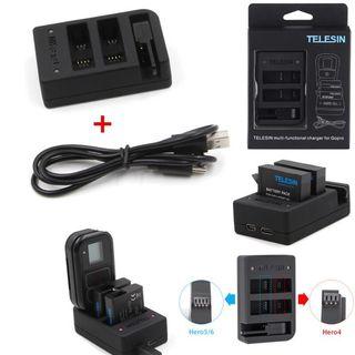 TELESIN MULTI-FUNCTIONAL 3 SLOTS CAMERA BATTERY CHARGER WI-FI REMOTE CONTROL FOR GOPRO HERO 5 4-1779