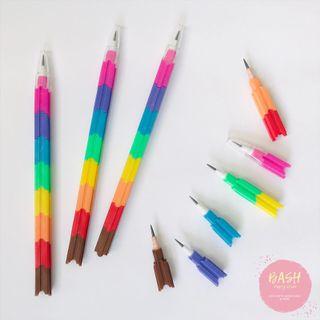 1set 6pcs No-sharpen Colored Pencils With Eraser, Random Color