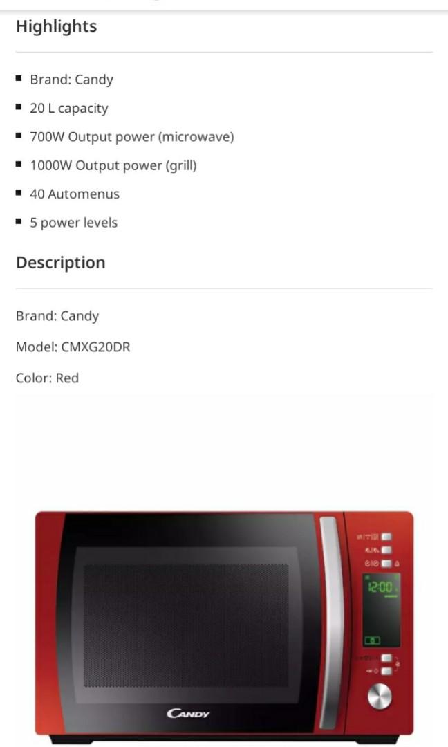 Candy Microwave, TV & Home Appliances, Kitchen Appliances, Ovens