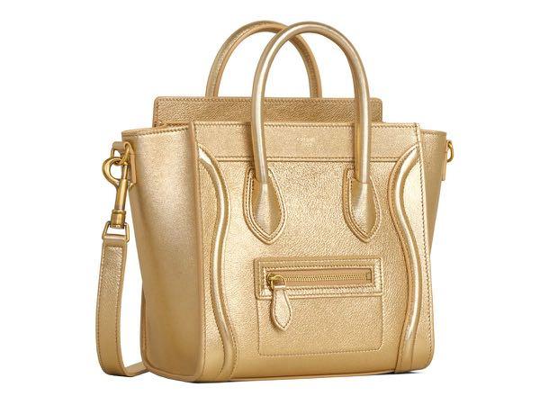 Celine Luggage Laminated Nano Gold in Lambskin with Gold Metal - US