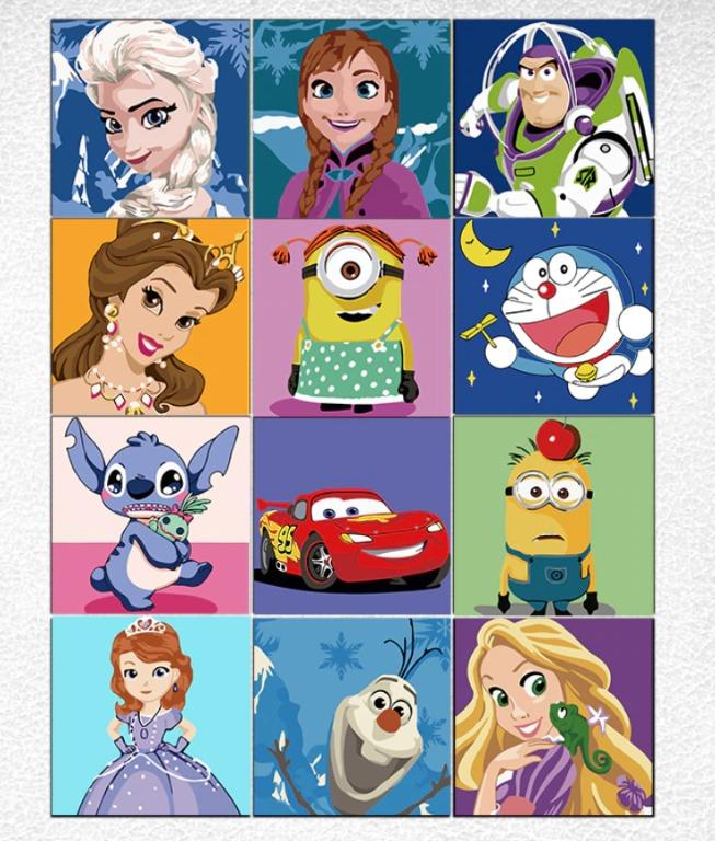 Diy Painting By Numbers Cartoon Disney Pixar Design Craft Art