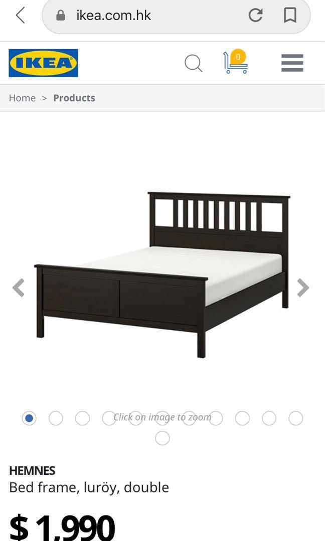 IKEA Hemnes Bed Frame (Double), 傢俬＆家居, 傢俬, 床架及床褥 Carousell
