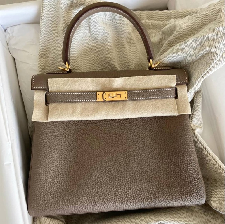 Hermes Gray Brown Etoupe Togo Kelly 28 Bag Handbag Shoulder Bag – MAISON de  LUXE