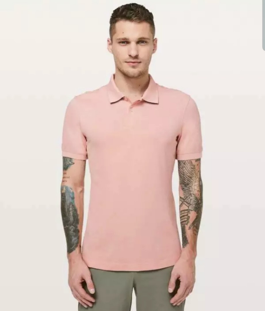Lululemon Men s Tech Pique Polo XL Pink Men s Fashion Activewear on Carousell