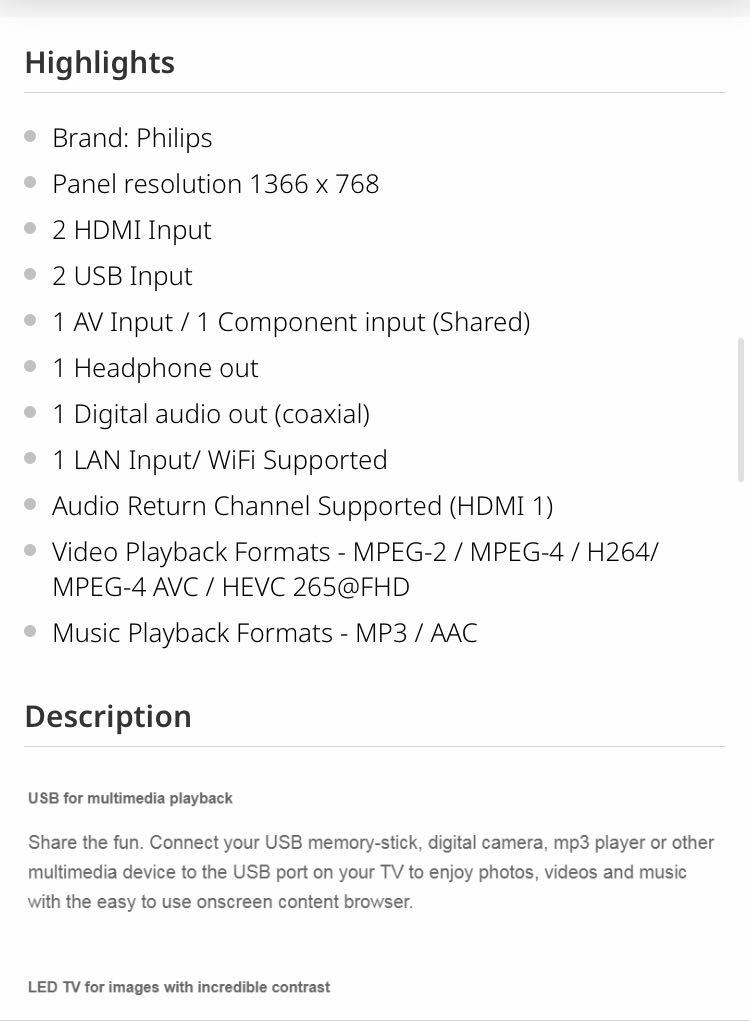 Philips 32" LED TV, TV & Home Appliances, TV & Entertainment, TV on