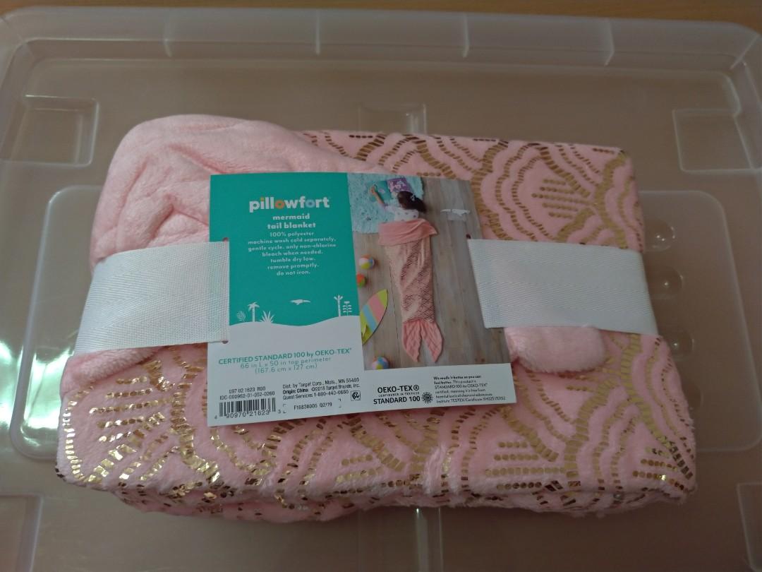 Pillowfort Mermaid Tail Blanket Pink Babies Kids Bathing