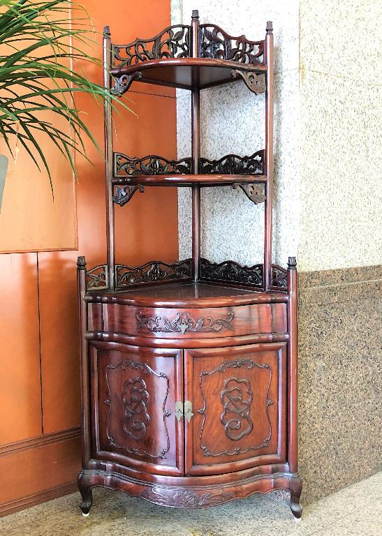 Rosewood Oriental Curio Cabinet Furniture Shelves Drawers On Carousell